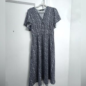 Floral Black Dress by Roy Lamp, XL